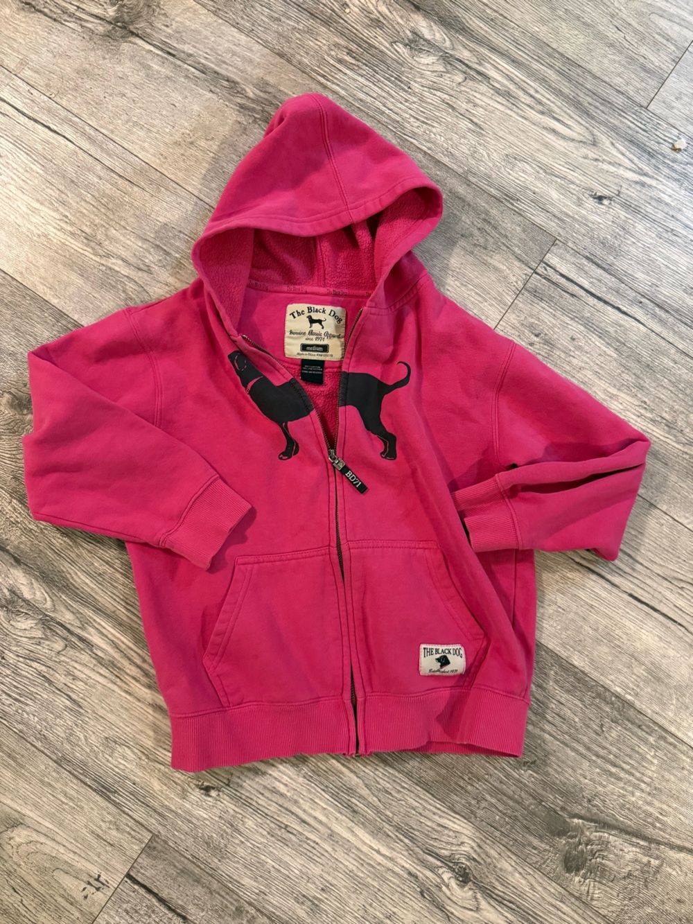 Vintage the black dog girls pink zipup hoodie